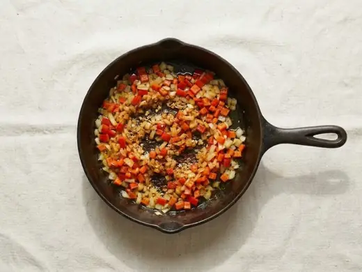 Spices toasting with the vegetables